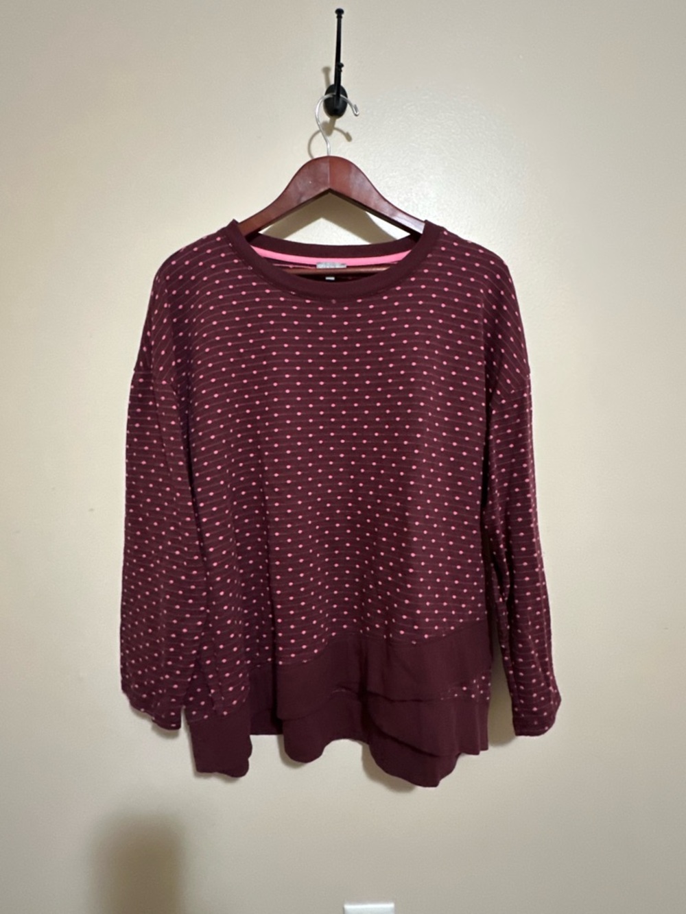 Polka Dot Talbots Burgundy Sweatshirt with Pink Dot Pattern size 3X petite